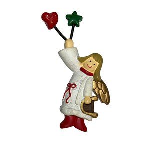 Vintage Resin Glitter Whimsical Angel Pin Brooch